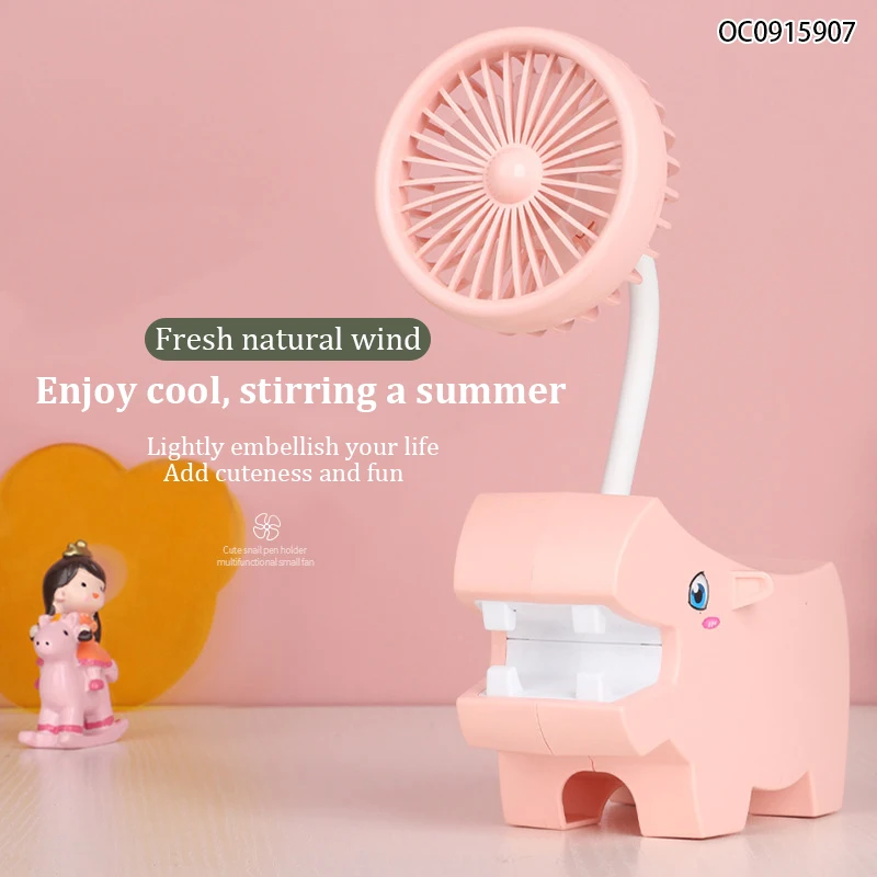 2in1 table pen container usb rechargeable small toy table fan for kids