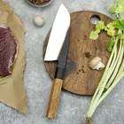 Octagon Olive Wood Handle Korouch Finish 440C High Carbon Stainless Steel Santoku