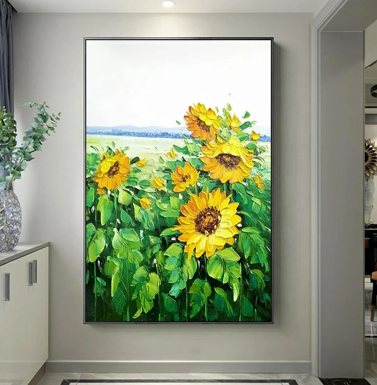 sunflower palette knife painting