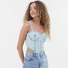 Sexy Women Hot Selling Corset Tops Halter Bodysuit Casual Sexy Jeans Women Crop Denim Tops