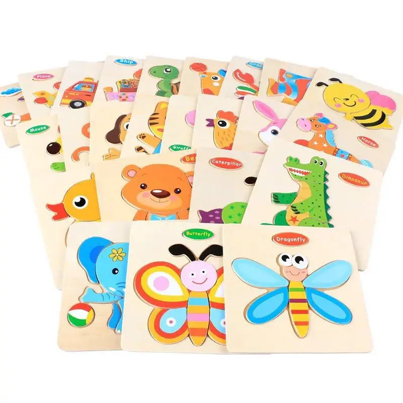 Wood Puzzle Wooden 3D Puzzle Jigsaw for Children Baby Cartoon Puzzles Toy Hot 
