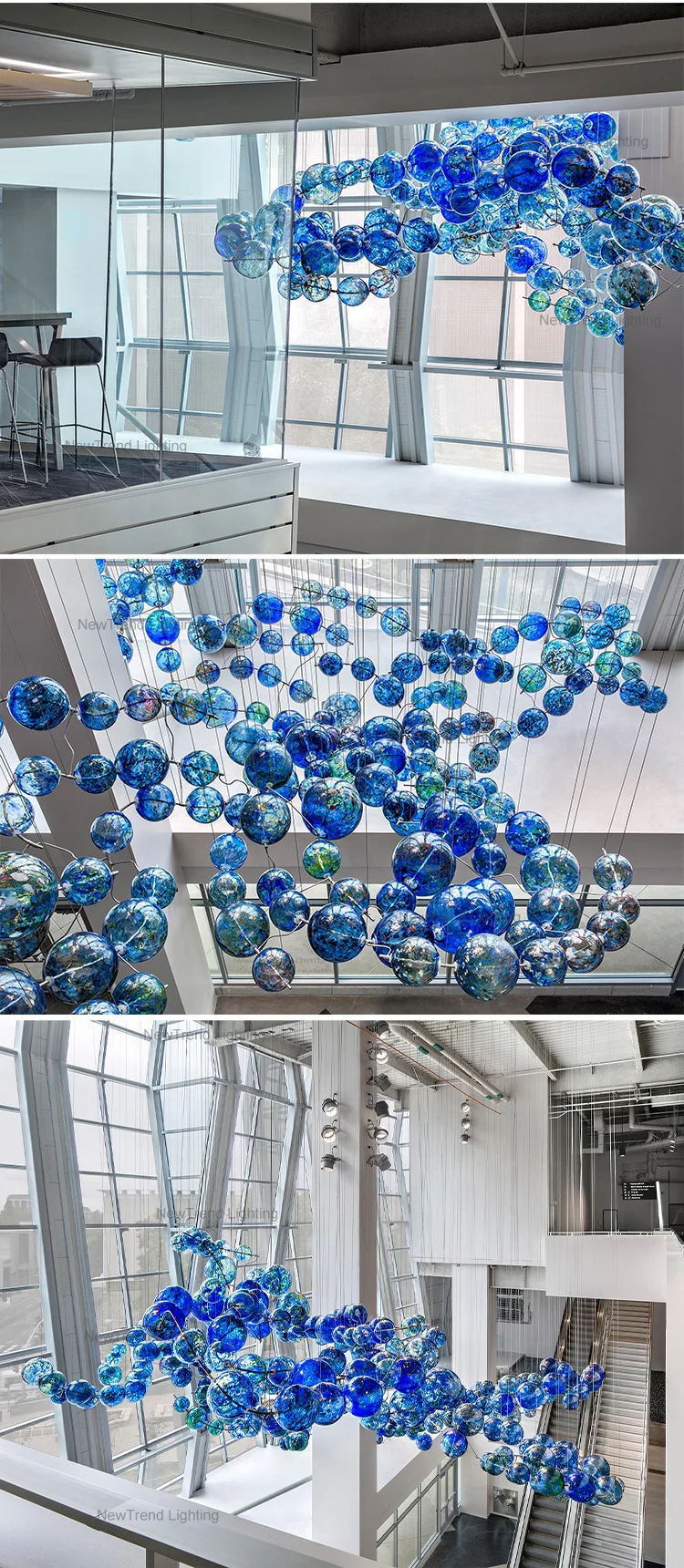 CPL-220 Modern Style Indoor Decoration Hanging Lighting Hotel Lobby Restaurant Glass Ball Chandelier manufacture