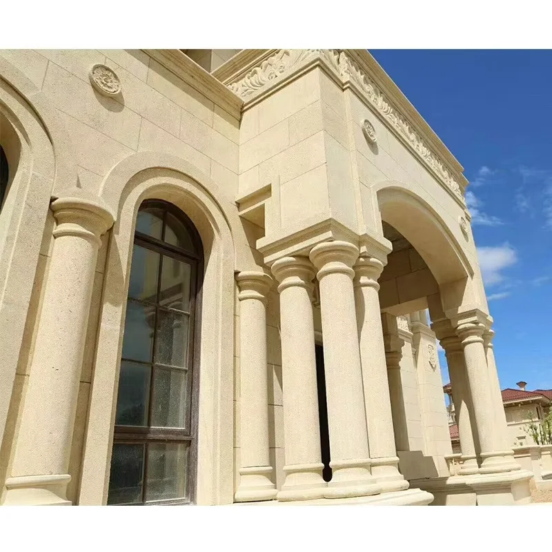 product modern style yellow beige limestone exterior wall cladding honed surface for villa projects stone cladding exterior-4