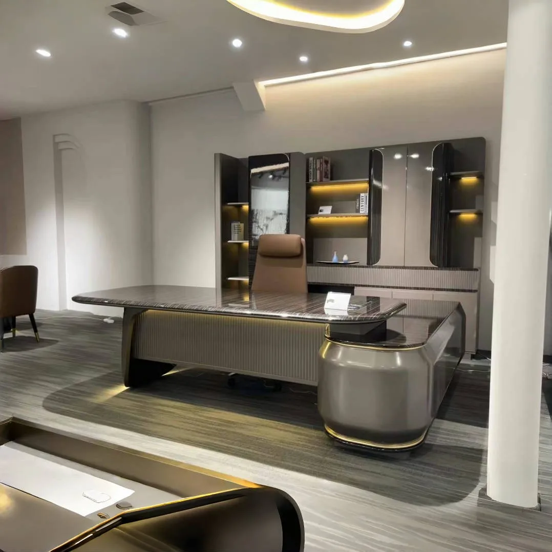 Modern MDF Black Office Desk Regular Size L Shaped Melamine Wood Style for Study Work Computer Table for Office Furniture