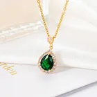 Gem 2021 New European And American Fashion Inlaid Zircon Pendant Women Gem Emerald Diamond Necklace