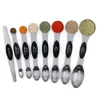 Amazon Hot Sale 8pcs Stackable Stainless Steel Magnetic Measuring Spoon Set With Lever