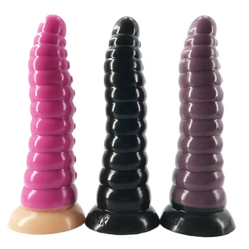FAAK 25cm 9.84" 5.2cm thick big silicone anal dildo realistic soft flexible caterpillar shape butt toys for women and men sex