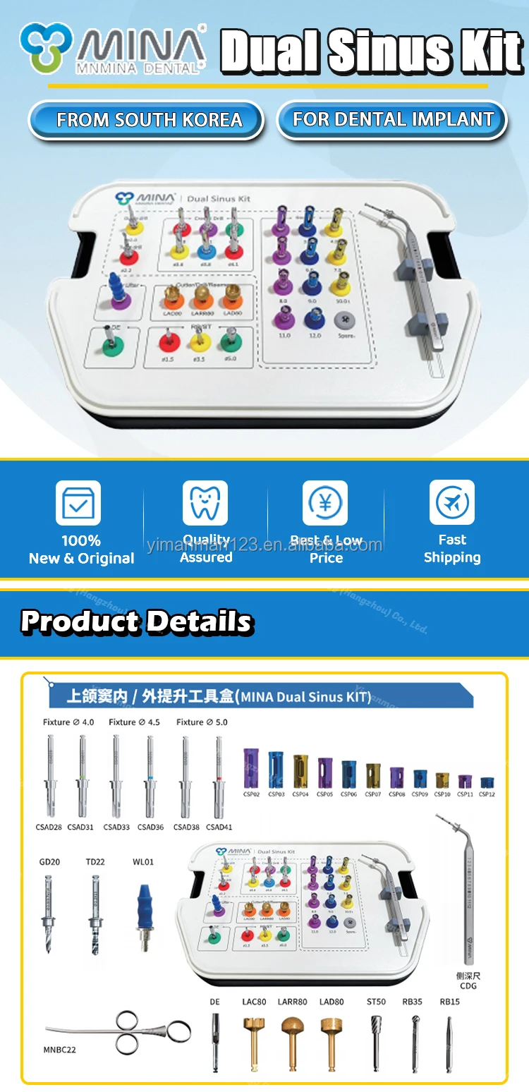 Mina Original Dual Sinus Kit Dental Implant Surgical Kit Made in Korea Titanium Dental Set Dental Instrument for Hospital manufacture