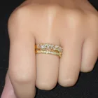 Ring Hot Sale Microinlaid High Grade Zircon Copper Gold Round Full Diamond Double Opening Ring For Women