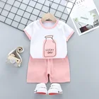 Girls Kids T-shirt Shorts 2 Piece Set Baby Short Sleeve Shorts Set Boys Girls Clothing Set
