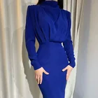 Fall New Style Fashion Temperament Waist Plus Size Dress Solid Color Long-Sleeved Women Dresses