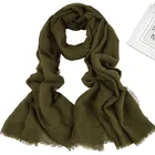 Cotton Scarf Fringed Hot Selling Cotton Scarf Women's Solid Color Fashion Fringed Scarf Muslim Turban Hijab