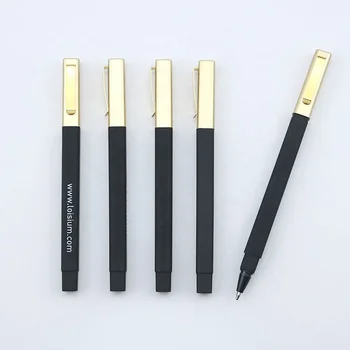 High quality custom logo gold clip rubber square hotel ball pen