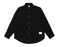 Dropshipping Cotton Long Sleeve Shirt Mens Casual Streetwear Pure Oversized Pocket Shirts