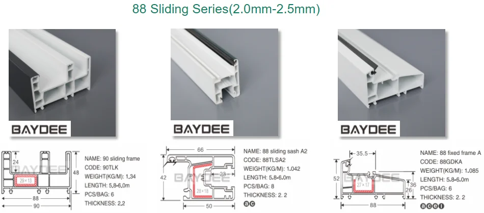 Iso Certificated Sliding Window Profiles Pvc Plastic Pvc Window With