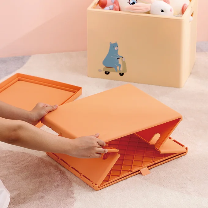 New Hot Sale Household Colorful Kid Toy Storage Bin Child Clothes Carton Cute PP Plastic Folding Storage Box With Lid