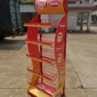Sweet Customize Supermarket Promotional Floor Standing Advertising 5 Shelves Wire Basket Potato Chip Sweet Display Rack