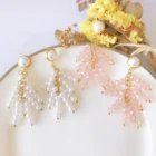 Pearl 925 Earrings Fashion Designer Crystal Pearl Beaded Tassel 925 Sterling Silver Pearl Drop Earrings Jewelry For Women