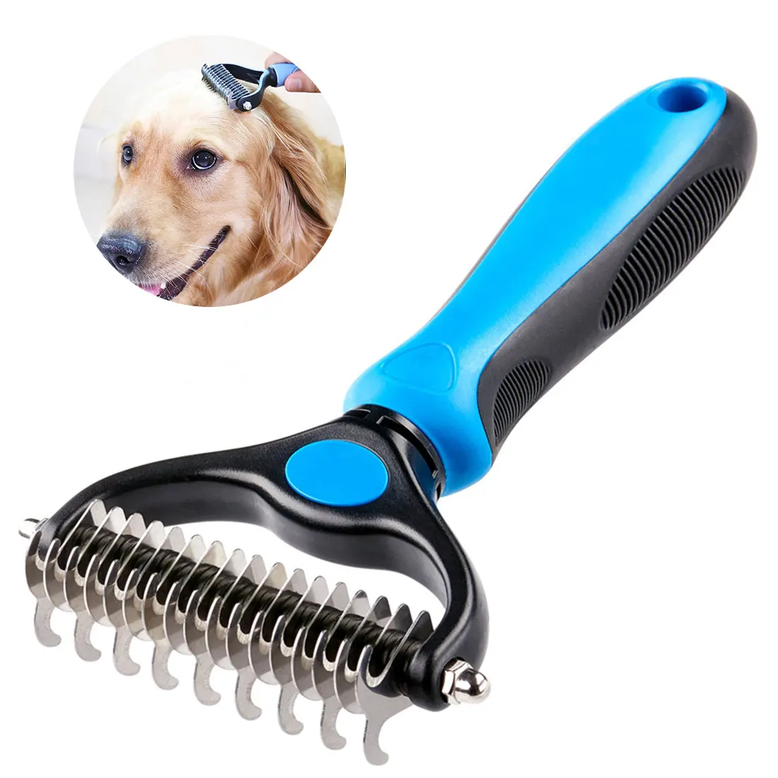 Pet Hair Fur Shedding Trimmer Grooming Dematting Rake Comb Brush Tool fr Dog Cat 