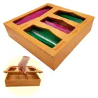 Container Bamboo Kitchen Ziplock Food Bag Holder Drawer Container Organizer Baggie Storage