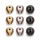 Beads Round 10mm Baseball Printing Beads Copper Alloy Round Beads Wholesale DIY Beaded Bracelet