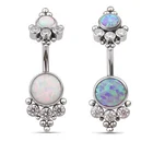 Zircon Cluster ASTM F136 Titanium Internally Threaded 14G Opal Zircon Curve Banana Navel Belly Cluster Piercing