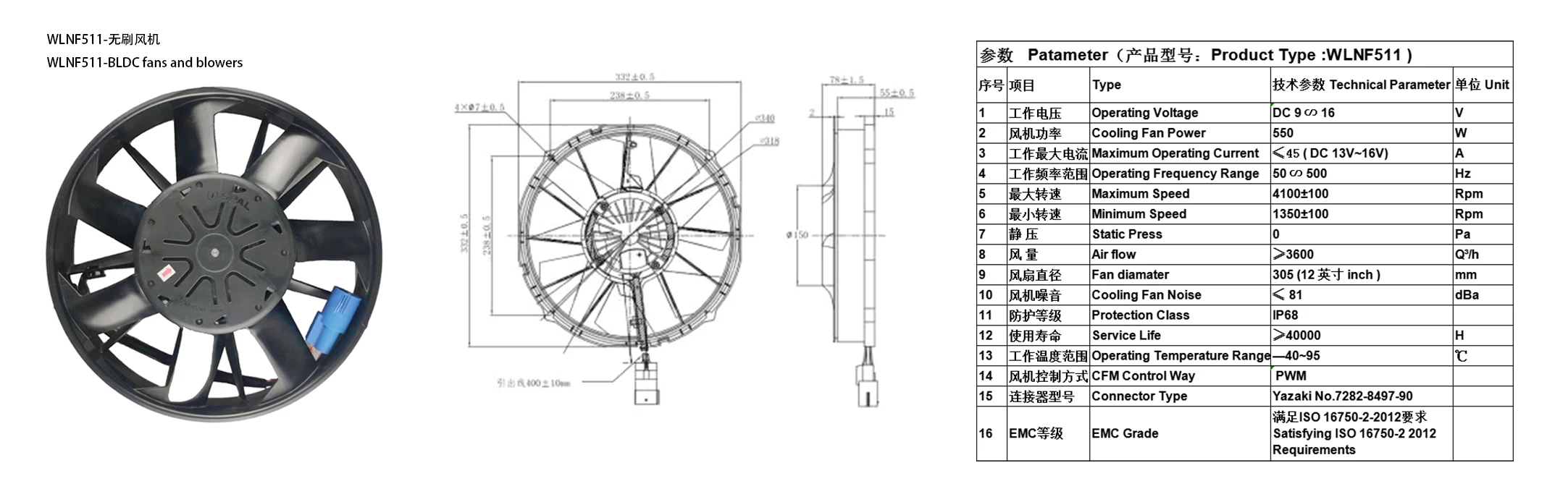 Fan, WLNF511, 24Volt, Brushless - detail 8