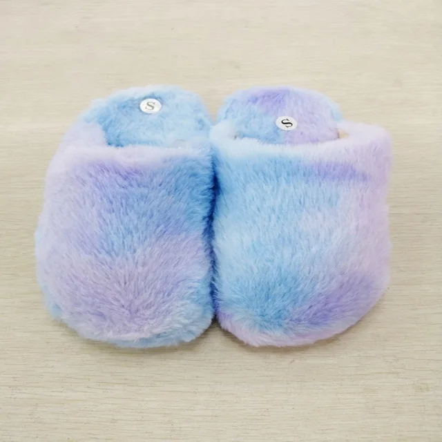 Women winter fashion plush indoor slippers with fur for comfortable bedroom shoes