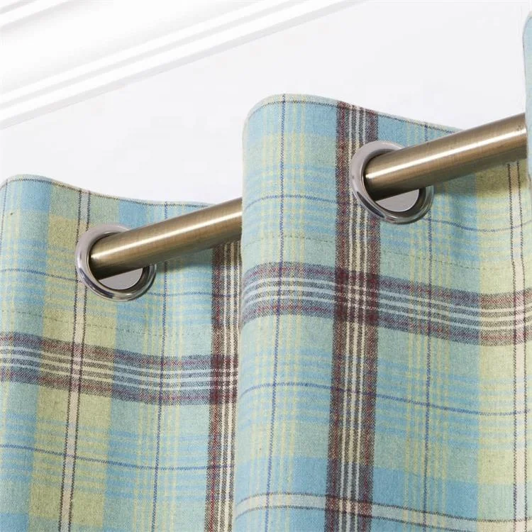Factory direct sale curtain plaid fabric Nordic style jacquard curtains custom