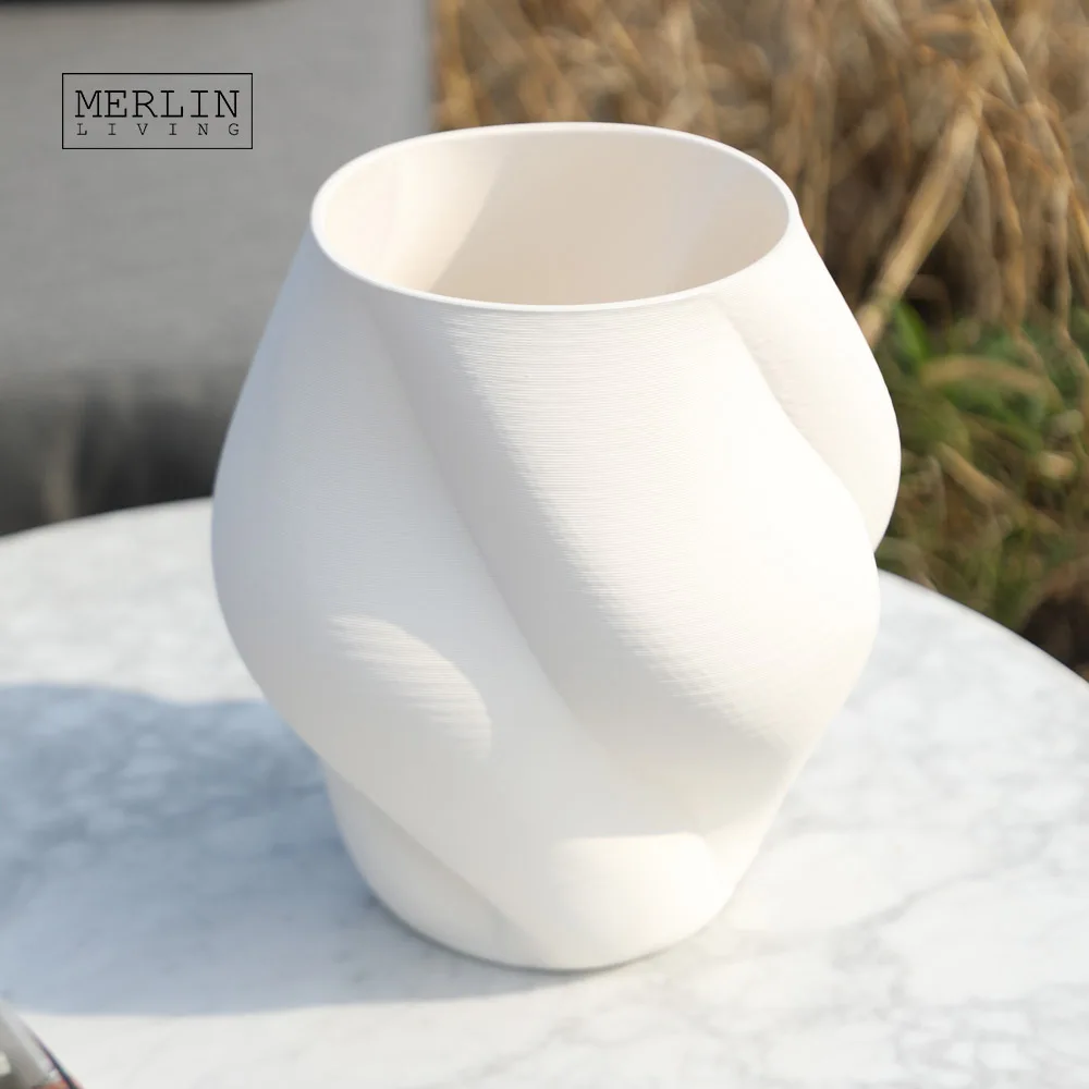 Merlin Living D Printing Vase White Ceramic Vase Snow Mountain Cliff