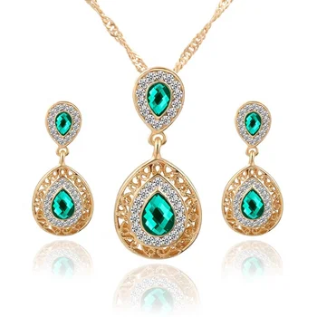 Artificial Fashion Gold Jewelry Sets Spiritual Jewelry Bridal Jewellery Fine Rhinestone Women Jewellery Set For Gift Party