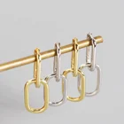 Sterling Silver Hoop Earrings Isunni S925 Sterling Silver 18k Gold Plated Double Rectangular Hoop Earrings