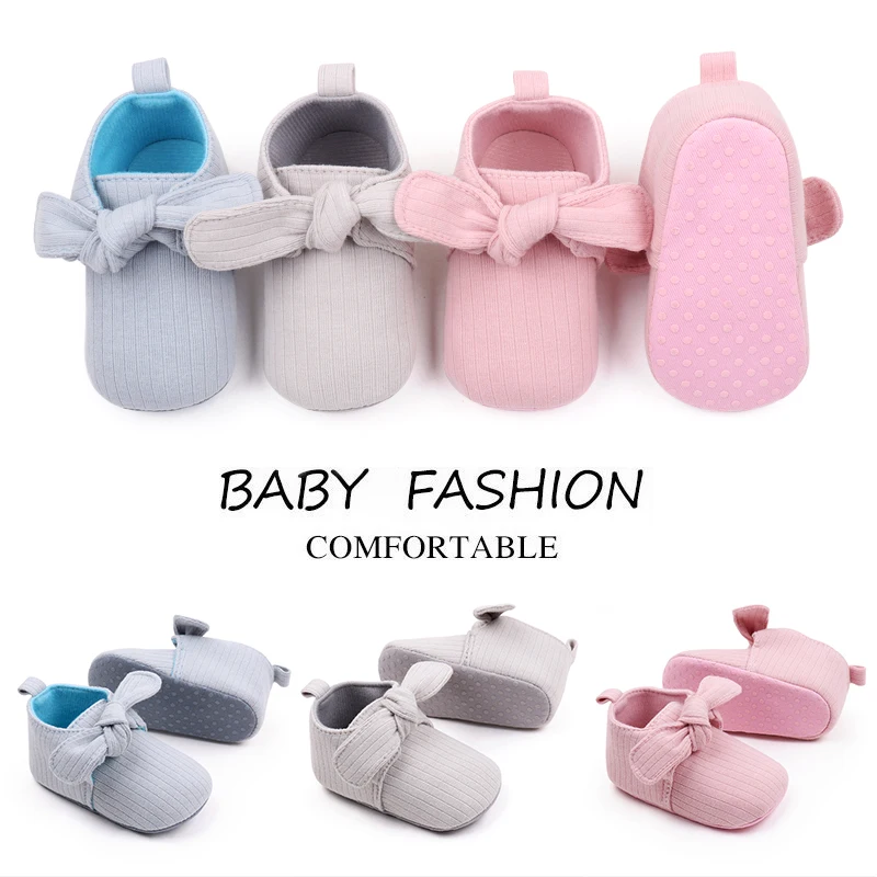 Pure Color Spring and Autumn Cotton Baby Girls Gentle Cute Bow Infants Princess Walking Shoes manufacture