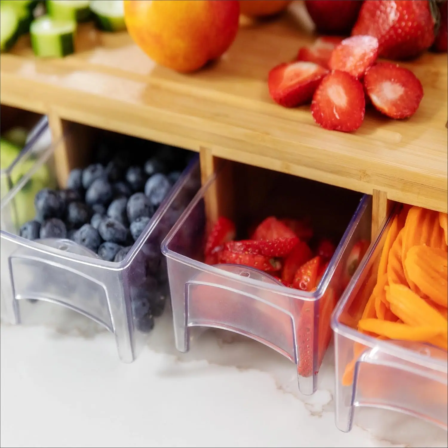 product bamboo land large 4 inch thick rectangular bamboo cutting board with containers food prep station storage cutting board-7