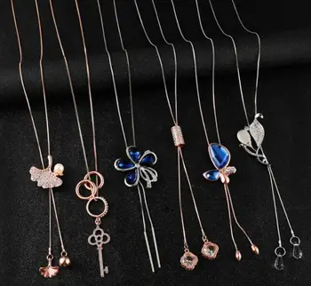 HYA1 High quality long chain necklace Rhinestones pendant necklace Fashion necklace for women