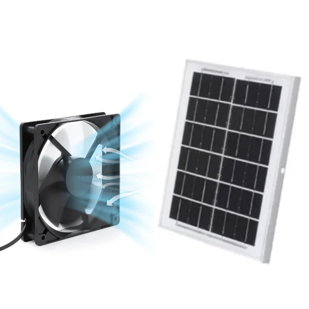 Solar Powered Exhaust Fan, 15W, 10000mAh, 2600RPM, 10ft - detail 6