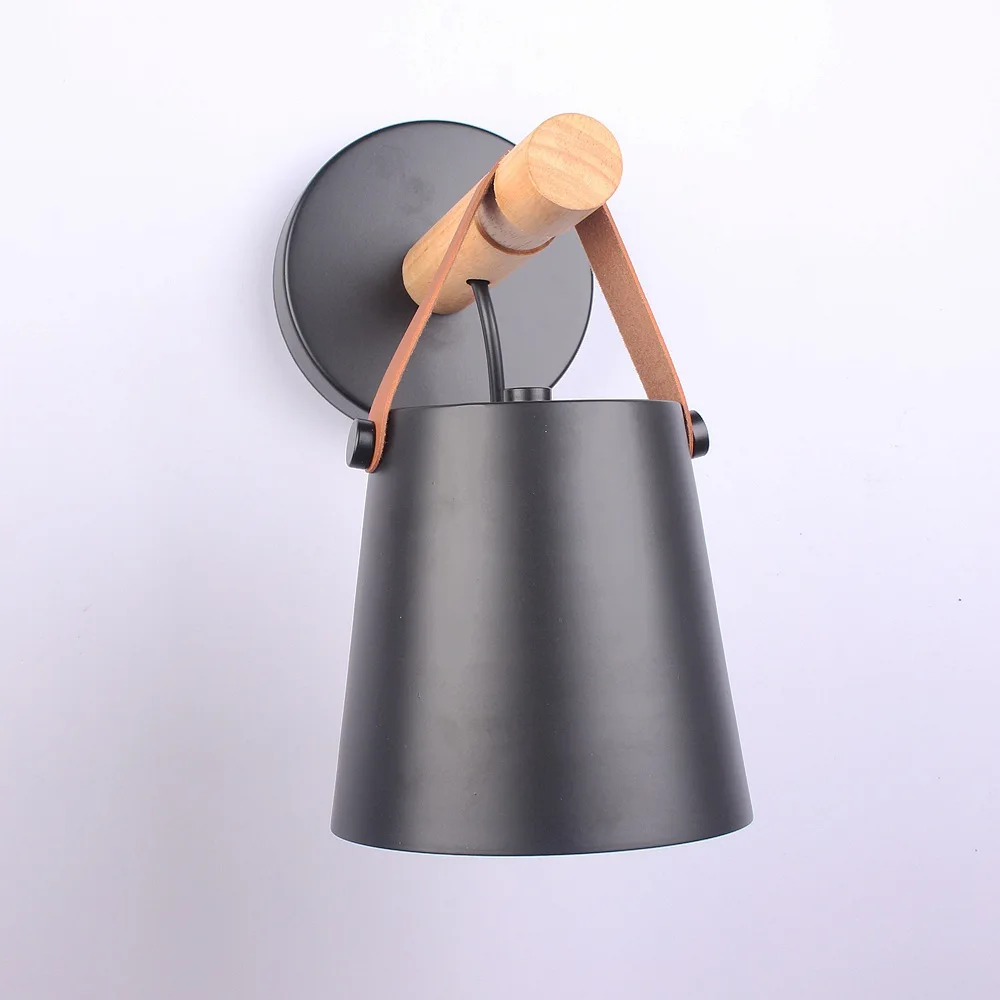 Hot Sell Colorful Metal Shade Wall Lamp Adjustable Wood Tube Wall Light