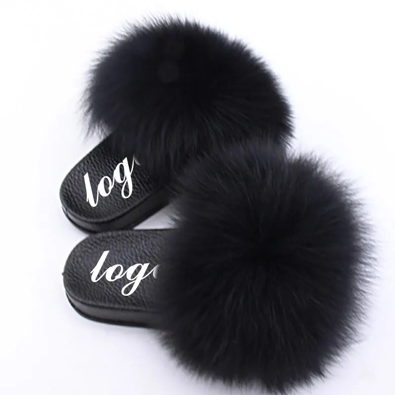 wholesale fox fur slippers