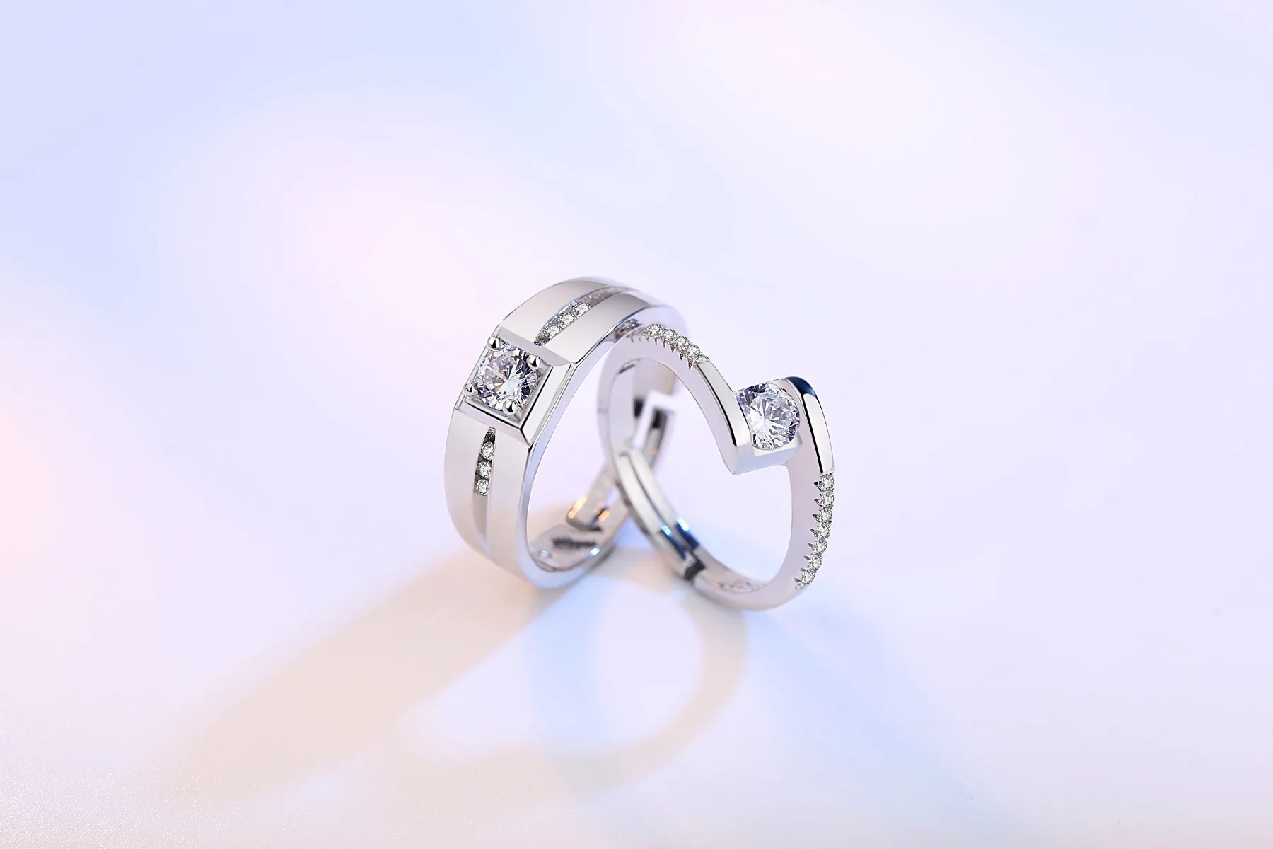 2025 New Korean Couple Ring Heart Shaped Adjustable Zircon Pair Ring