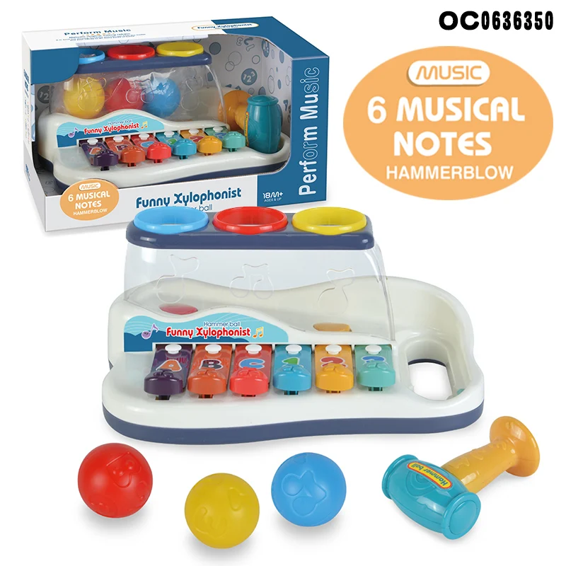 Baby interesting musical small xylophone hammer and ball drop toy children