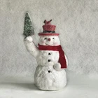 Table Top Decoration Wholesale Paper Pulp Christmas Snowman With Wreath Table Top Decoration