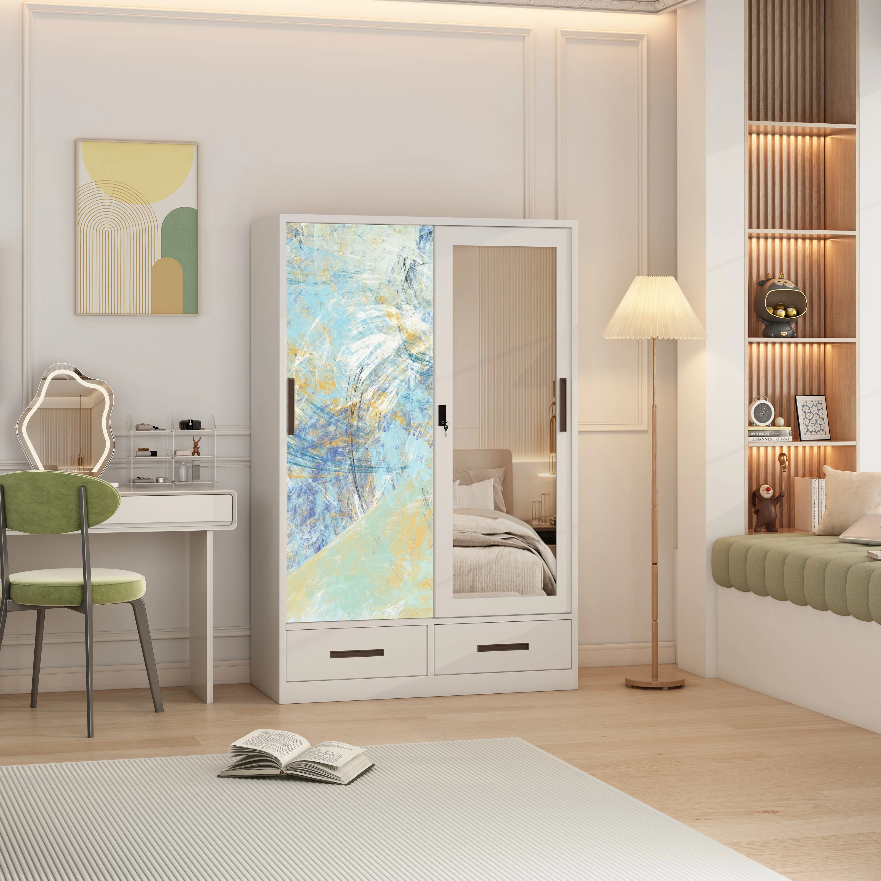 Metal almirah with locker and mirror metal locker wardrobe godrej 2 doors steel almirah locker with safe box lock