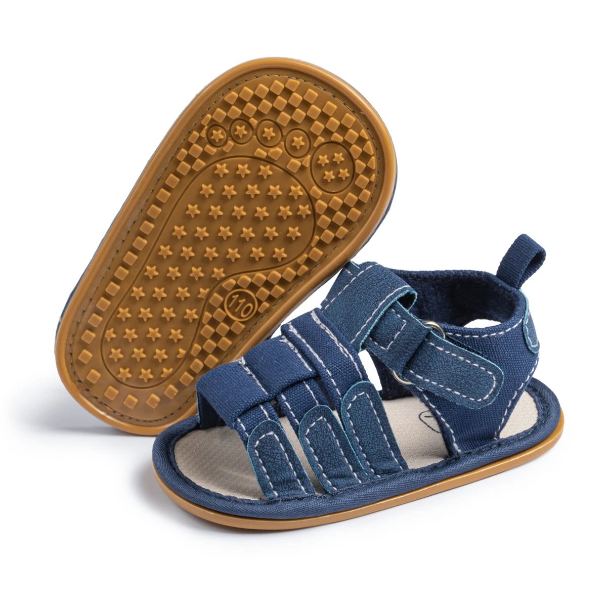 In-Stock Wholesale Infant Outdoor Summer Breathable Rubber Soft Sole Canvas Fabric Baby Boy Sandals