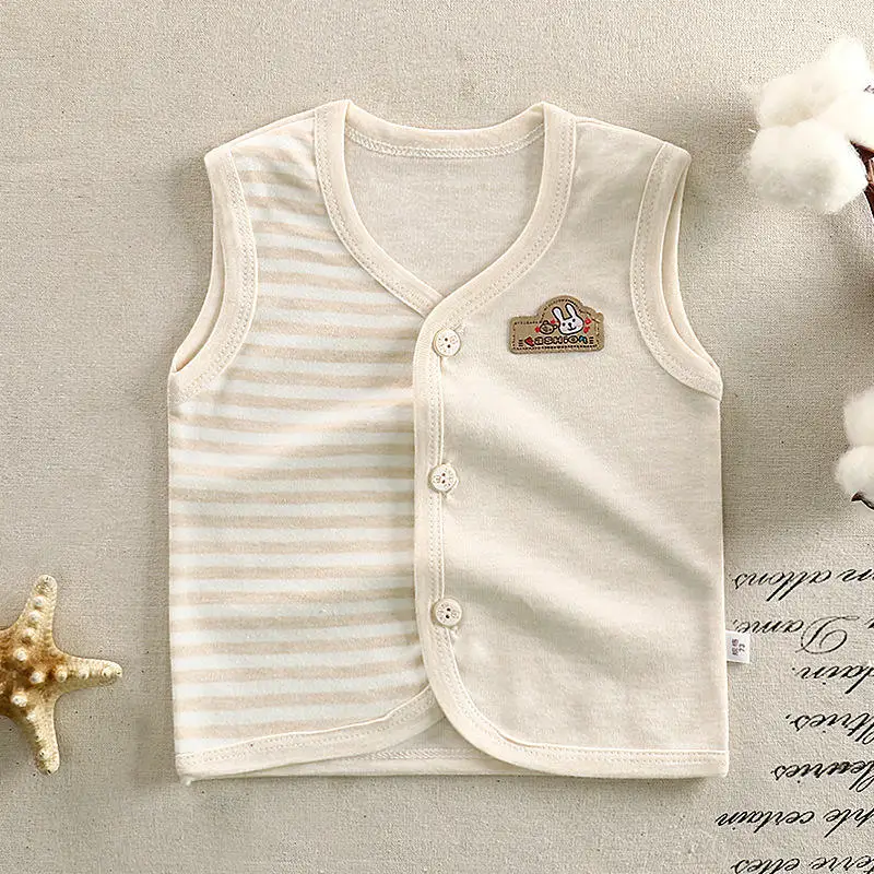 baby cartoon cotton vest boys and girls comfortable sleeveless buttons  casual vest thin clothes