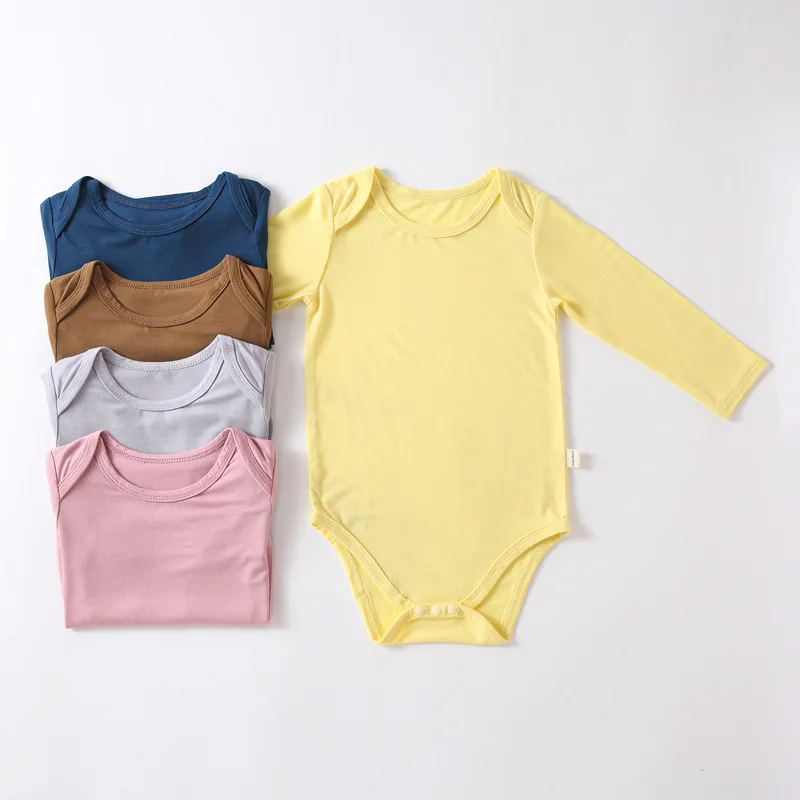 Spring new born baby clothes multi-color long sleeve infant boys girls rompers bamboo fiber kids pajamas bodysuits