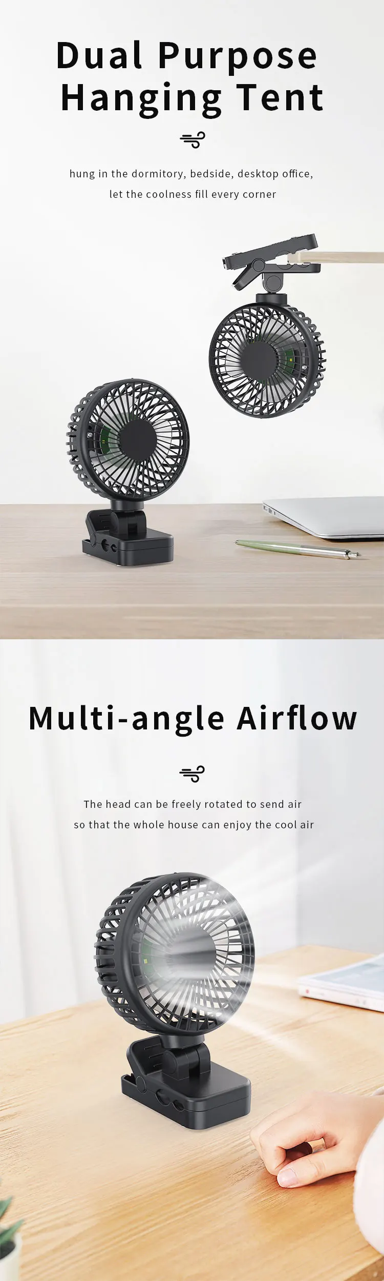 Table Fan, 4000mAh, USB, Portable - detail 10