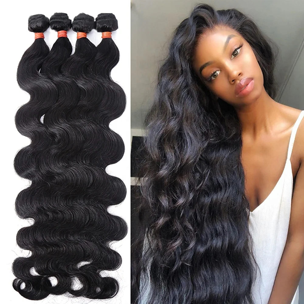 1/3/4 Pieces Of Human Hair Extension Natural/black Body Wave Brazil Wavy  Hair Extension 8-34