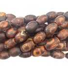 Tibet Wholesale Natural Gems Tibet Dark Red Three-eyed Dzi Agate Stone Beads For Jewelry Making