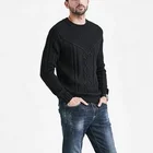 Sweater Men FYB Custom Logo O-neck Plain Color Spring 100%cotton Rib Knitting Pullover Sweater For Men