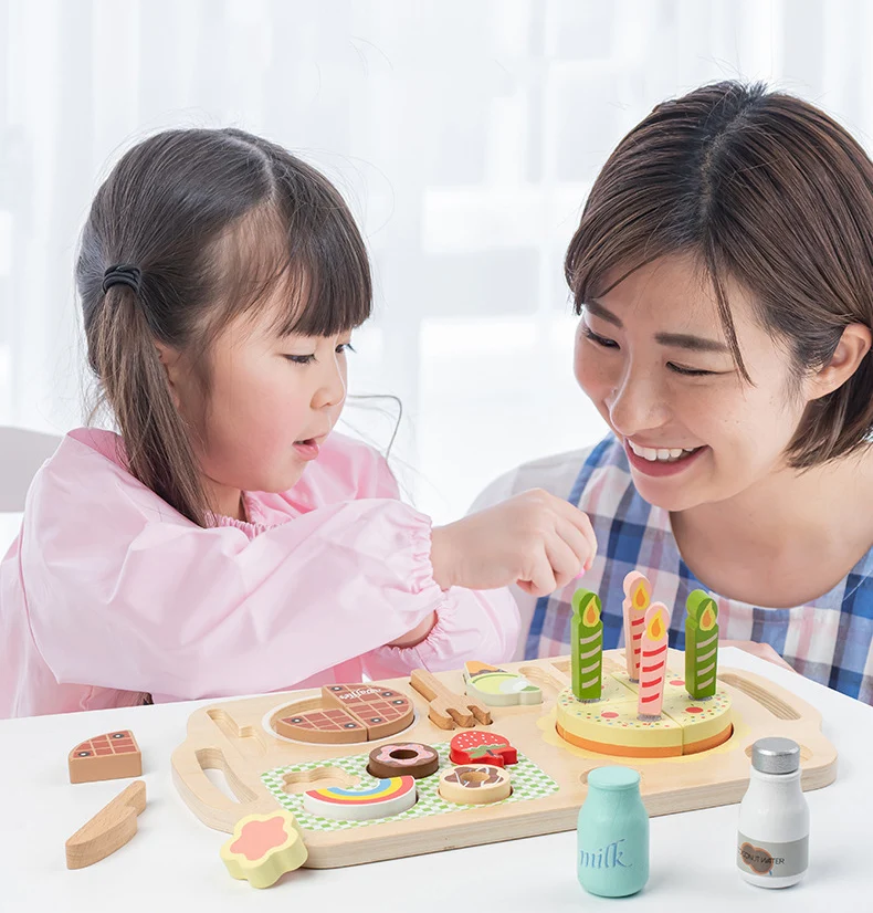 Baru Berpura-pura Bermain Kayu 3D Puzzle Makanan Teh Dapur Barbekyu Set Pendidikan Anak-anak Orangtua-anak Interaktif Memasak Mainan Bayi Pemasok